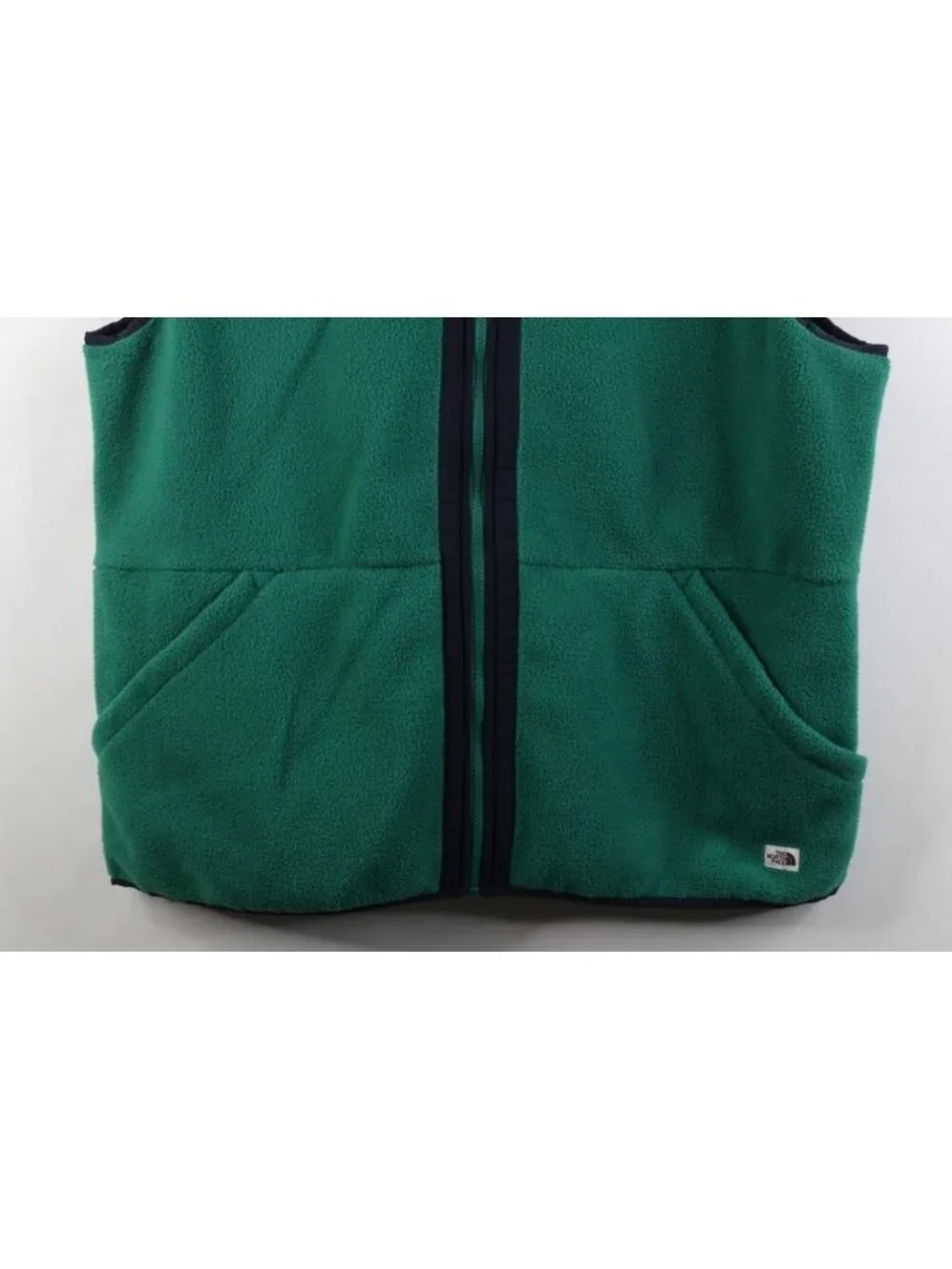 The North Face Mens 2XL Spell Out Carbondale Fleece Full Zip Vest Jacket Green